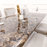 Luxury-8-seater-brown-marble-dining-table-rectangular-marble-top-stainless-steel-base-180cm