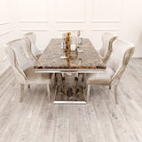 Luxury-8-seater-brown-marble-dining-table-rectangular-marble-top-stainless-steel-base-180cm