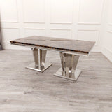 Luxury-8-seater-brown-marble-dining-table-rectangular-marble-top-stainless-steel-base-180cm