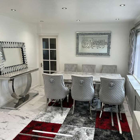 Luxury-8-seater-grey-marble-dining-table-rectangular-marble-top-stainless-steel-base