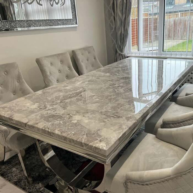 Luxury-8-seater-grey-marble-dining-table-rectangular-marble-top-stainless-steel-base