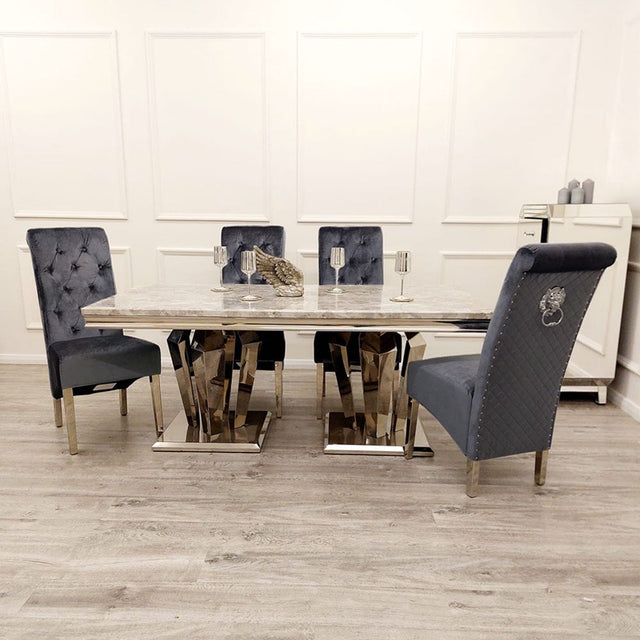 Luxury-8-seater-marble-dining-table-rectangular-grey-marble-top-stainless-steel-base-180cm