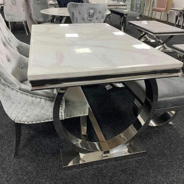 Luxury-8-seater-white-marble-dining-table-rectangular-marble-top-stainless-steel-base