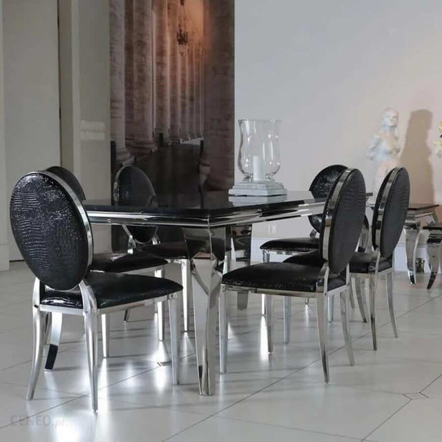 Luxury-Black-Faux-Leather-Crocodile-Style-Dining-Chair-With-Stainless-Steel-Legs-Set-of-2