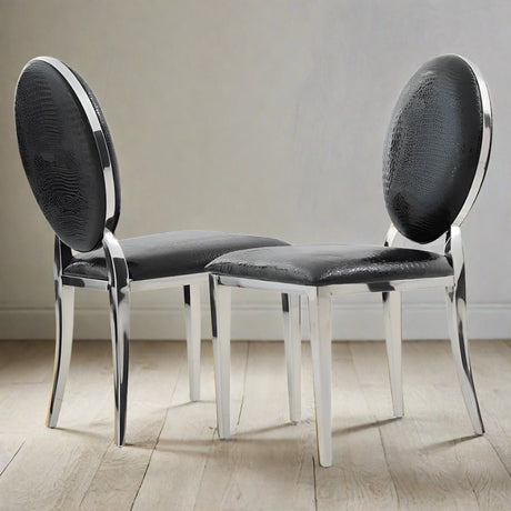 Luxury-Black-Faux-Leather-Crocodile-Style-Dining-Chair-With-Stainless-Steel-Legs-Set-of-2