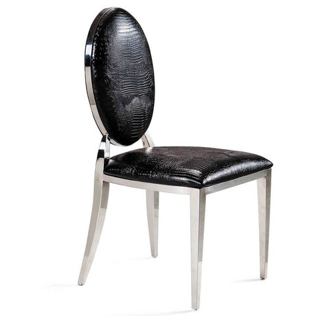 Luxury-Black-Faux-Leather-Crocodile-Style-Dining-Chair-With-Stainless-Steel-Legs-Set-of-2