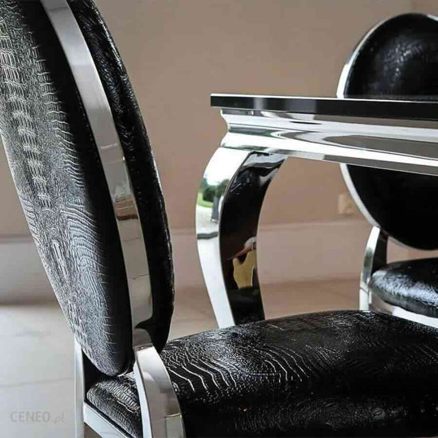 Luxury-Black-Faux-Leather-Crocodile-Style-Dining-Chair-With-Stainless-Steel-Legs-Set-of-2