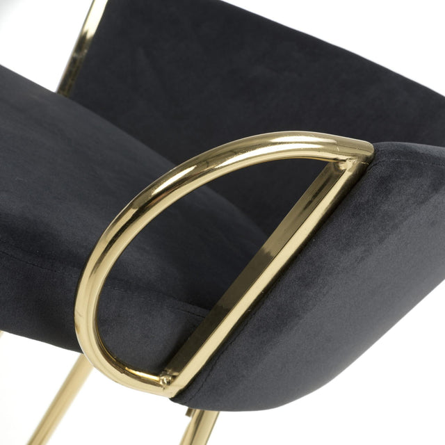 Ashton Luxury Black Textured Fabric Bar Stool With Gold Base