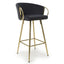 Ashton Luxury Black Textured Fabric Bar Stool With Gold Base