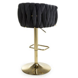 Remington Luxury Black Textured Fabric Adjustable Bar Stool