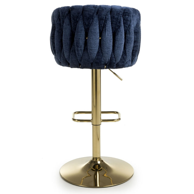 Remington Luxury Blue Textured Fabric Adjustable Bar Stool