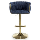 Remington Luxury Blue Textured Fabric Adjustable Bar Stool