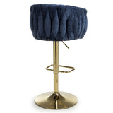 Remington Luxury Blue Textured Fabric Adjustable Bar Stool