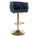 Remington Luxury Blue Textured Fabric Adjustable Bar Stool