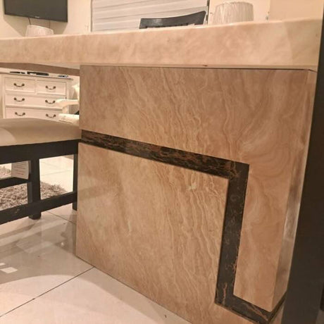 Luxury-Cream-and-Brown-Marble-Dining-Table-And-Matching-Marble-Coffee-Table-Set-With-Pedestal-Base