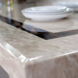 Luxury-Cream-and-Brown-Marble-Dining-Table-And-Matching-Marble-Coffee-Table-Set-With-Pedestal-Base