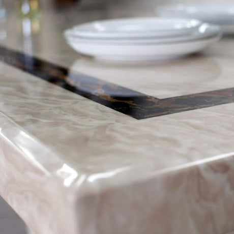 Luxury-Cream-and-Brown-Marble-Dining-Table-And-Matching-Marble-Coffee-Table-Set-With-Pedestal-Base