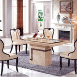 Luxury-Cream-and-Brown-Marble-Dining-Table-And-Matching-Marble-Coffee-Table-Set-With-Pedestal-Base