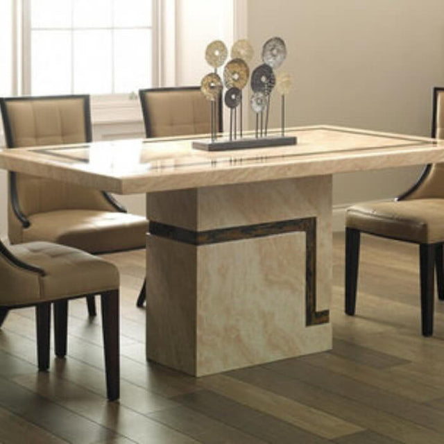 Luxury-Cream-and-Brown-Marble-Dining-Table-And-Matching-Marble-Coffee-Table-Set-With-Pedestal-Base