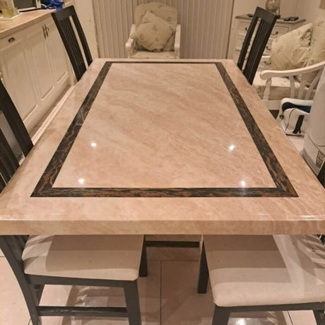 Luxury-Cream-and-Brown-Marble-Dining-Table-And-Matching-Marble-Coffee-Table-Set-With-Pedestal-Base