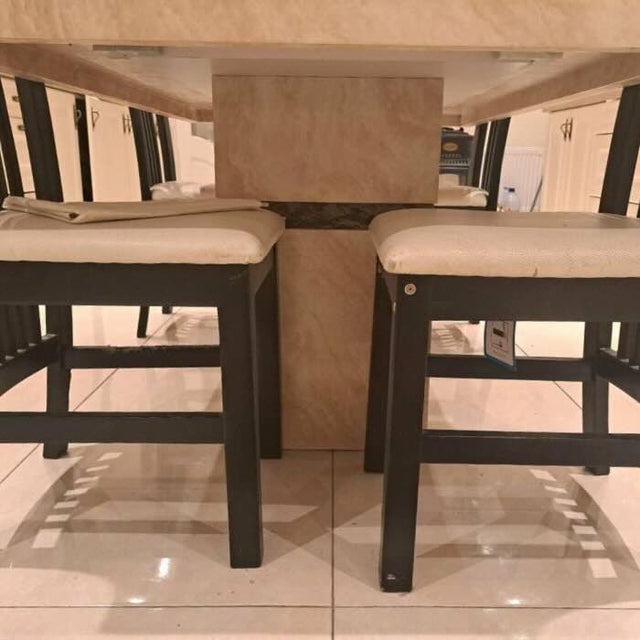 Luxury-Cream-and-Brown-Marble-Dining-Table-And-Matching-Marble-Coffee-Table-Set-With-Pedestal-Base