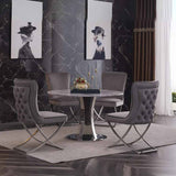 Luxury-Grey-Velvet-Deep-Buttoned-Back-Dining-Chair-With-Stainless-Steel-Cross-Over-Base-Set-of-2