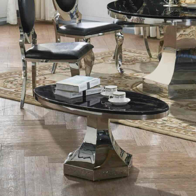 Luxury-Oval-Black-Marble-Coffee-Table-With-Angular-Pedestal-Stainless-Steel-Base-100cm