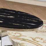 Luxury-Oval-Black-Marble-Coffee-Table-With-Angular-Pedestal-Stainless-Steel-Base-100cm