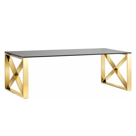 Luxury-Rectangular-Black-Glass-Coffee-Table-Gold-X-Style-Base-100cm