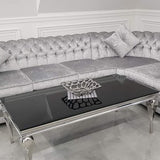 Luxury-Rectangular-Black-Glass-Coffee-Table-Metal-Curved-Legs-130cm