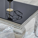 Luxury-Rectangular-Black-Glass-Coffee-Table-With-Curved-Stainless-Steel-Legs-110cm