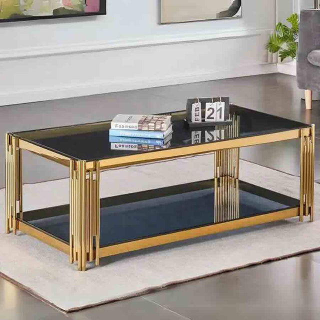 Luxury-Rectangular-Black-Glass-Coffee-Table-With-Unique-Gold-Metal-Base-100cm