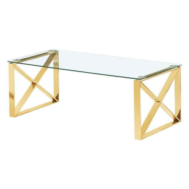 Luxury-Rectangular-Glass-Coffee-Table-Gold-X-Style-Base-100cm