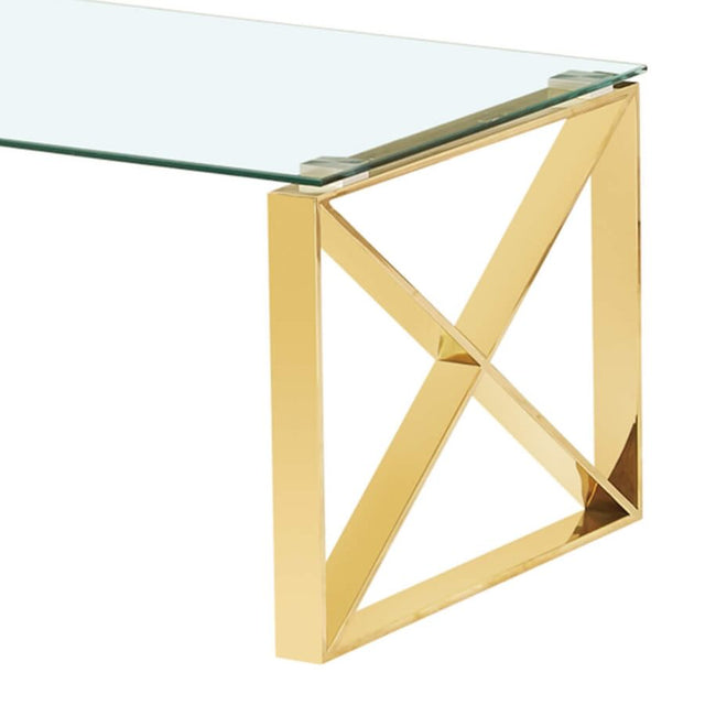 Luxury-Rectangular-Glass-Coffee-Table-Gold-X-Style-Base-100cm