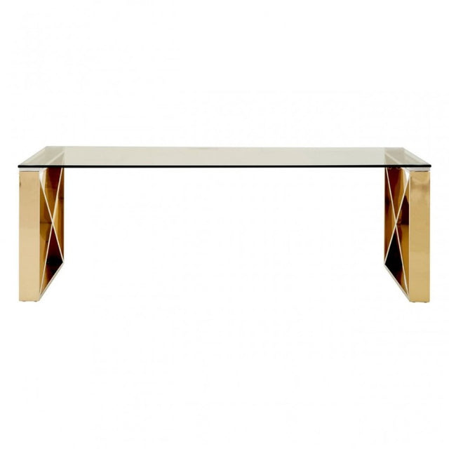 Luxury-Rectangular-Glass-Coffee-Table-Gold-X-Style-Base-100cm