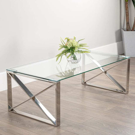 Luxury-Rectangular-Glass-Coffee-Table-With-Metal-X-Style-Base-100cm