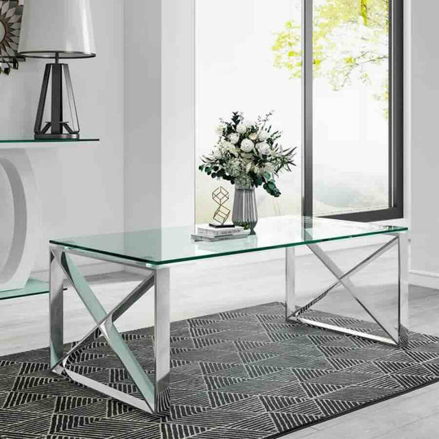 Luxury-Rectangular-Glass-Coffee-Table-With-Metal-X-Style-Base-100cm