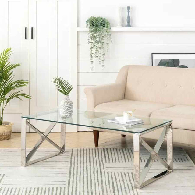 Luxury-Rectangular-Glass-Coffee-Table-With-Metal-X-Style-Base-100cm