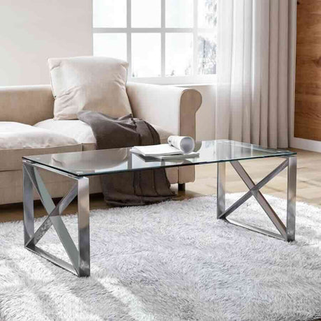 Luxury-Rectangular-Glass-Coffee-Table-With-Metal-X-Style-Base-100cm