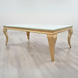 Luxury-Rectangular-White-Glass-Coffee-Table-with-Gold-frame-130cm