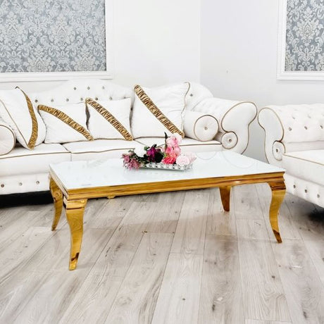 Luxury-Rectangular-White-Glass-Coffee-Table-with-Gold-frame-130cm