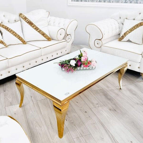 Luxury-Rectangular-White-Glass-Coffee-Table-with-Gold-frame-130cm