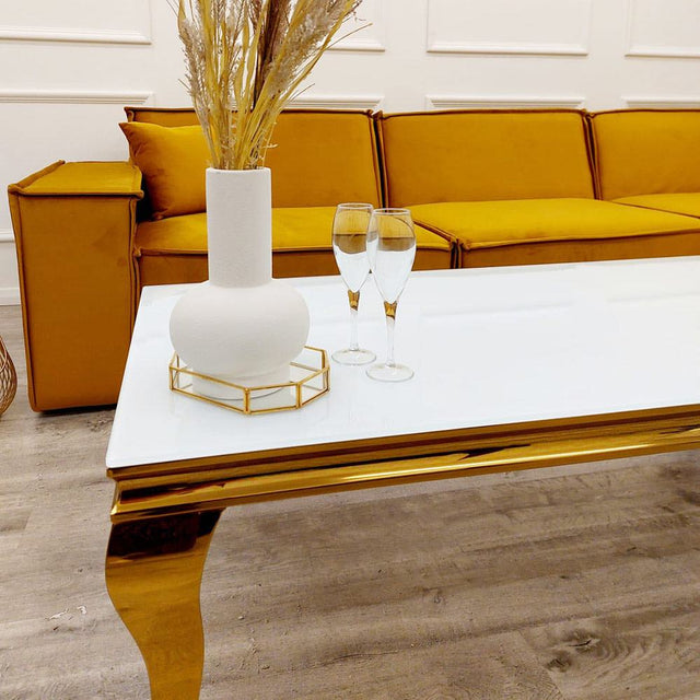 Luxury-Rectangular-White-Glass-Coffee-Table-Gold-Curved-Legs-130cm