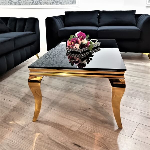 Luxury-Rectangular-black-Glass-Coffee-Table-Gold-Curved-Legs-130cm