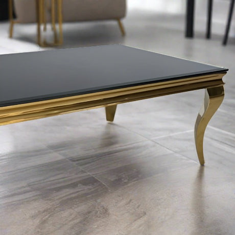 Luxury-Rectangular-black-Glass-Coffee-Table-Gold-Curved-Legs-130cm