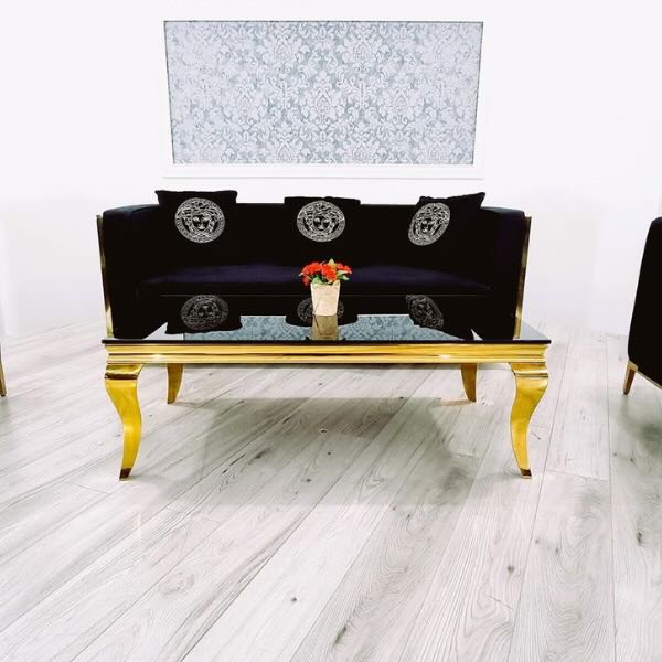 Luxury-Rectangular-black-Glass-Coffee-Table-with-Gold-frame-130cm