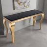 Luxury-Rectangular-black-Glass-Console-Table-with-gold-frame-140cm