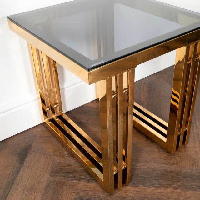 Luxury-Smoked-Glass-Square-Side-Table-With-Gold-Striated-Base-55cm