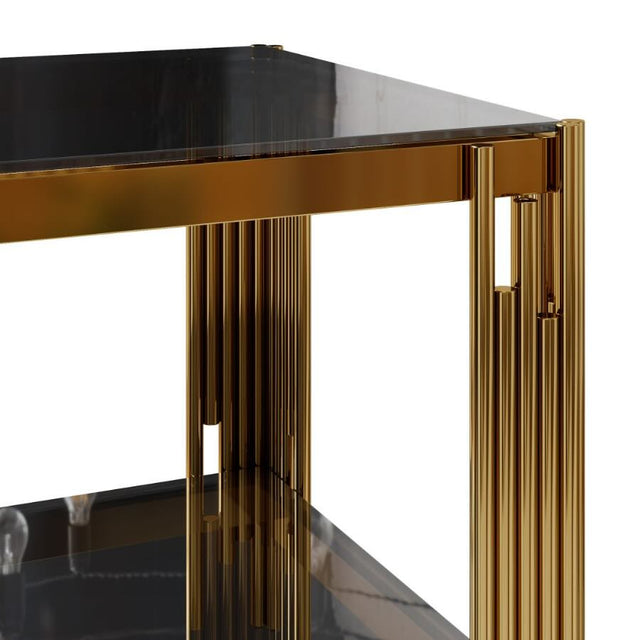 Luxury-Square-Black-Glass-Side-Table-With-Unique-Gold-Base-50cm