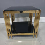 Luxury-Square-Black-Glass-Side-Table-With-Unique-Gold-Base-50cm